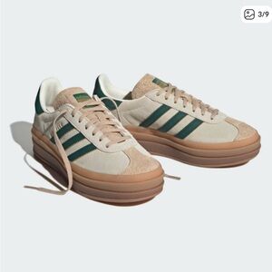 Adidas Cream and Teal Sneakers